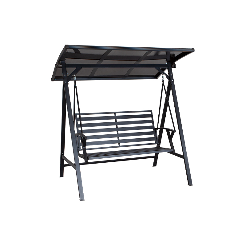 2 Seat Iron Slat Sitting Board Porch Swing PC Sun Board With Canopy