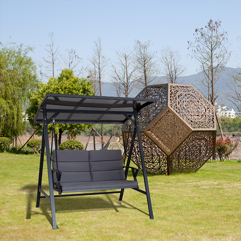 2 Seat Iron Slat Sitting Board Porch Swing PC Sun Board With Canopy