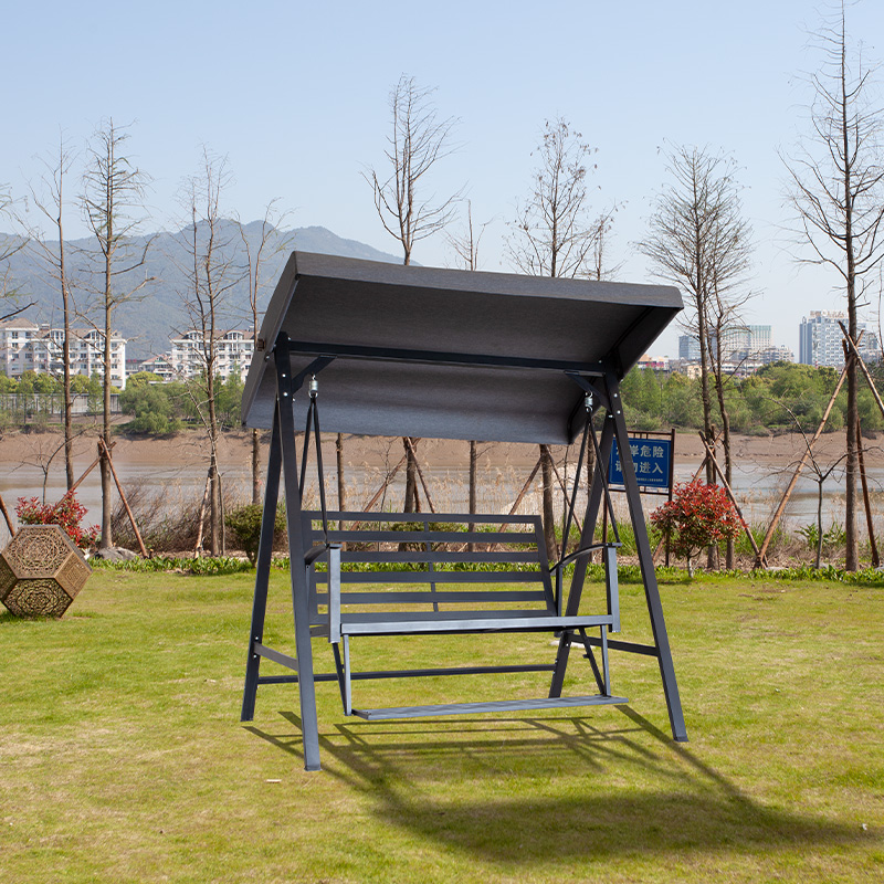 2 Seater Outdoor Porch Swing With Footrests And Removable Cushion Back