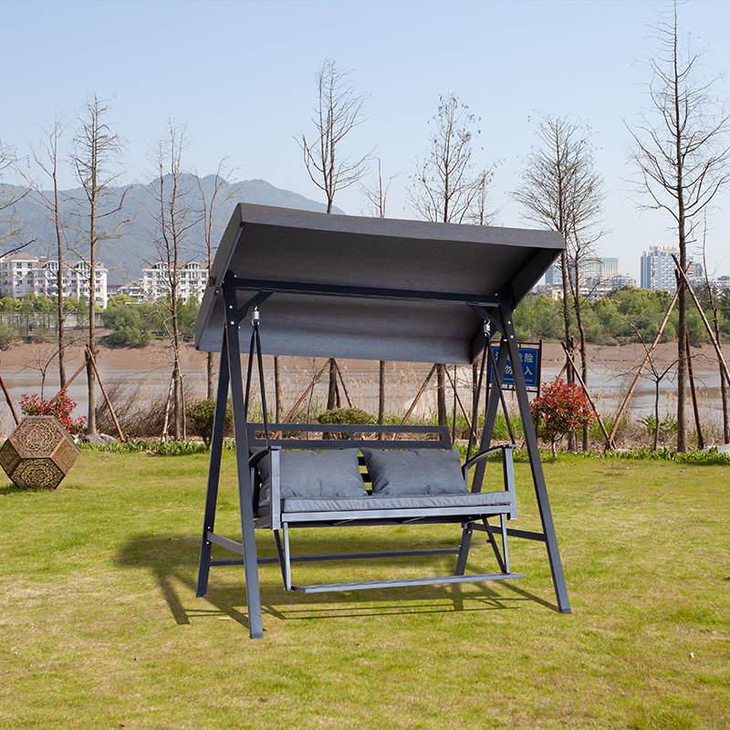 2 Seater Outdoor Porch Swing With Footrests And Removable Cushion Back