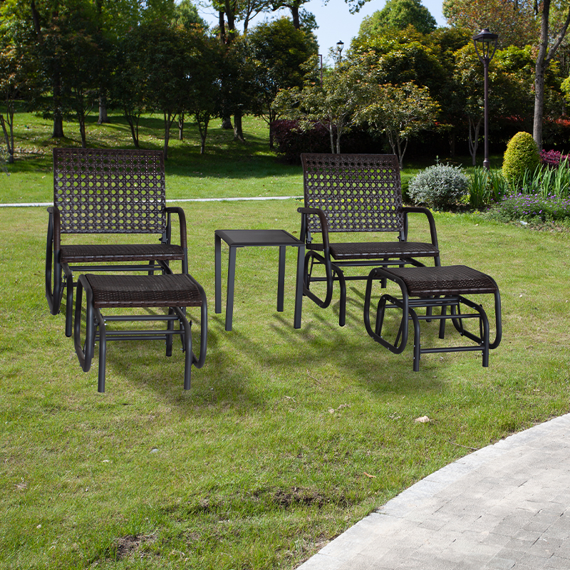 Vintage Natural Rattan Seat Outdoor Garden Single Seat Swing Glider Chair