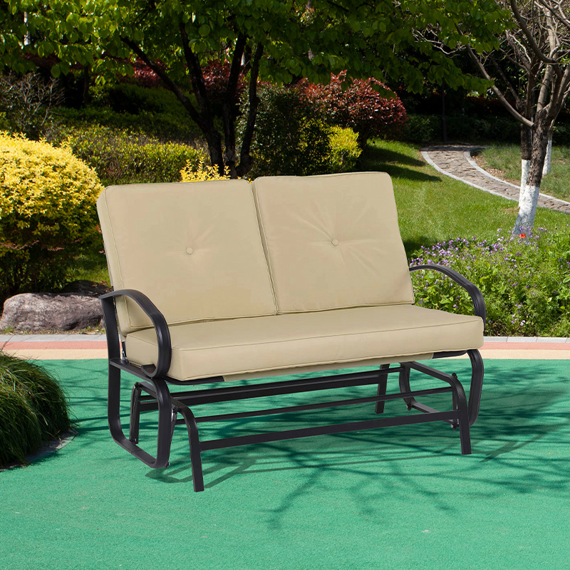 Oxford Cloth Seat With Cushion Back 2 Seat Swing Glider Chair