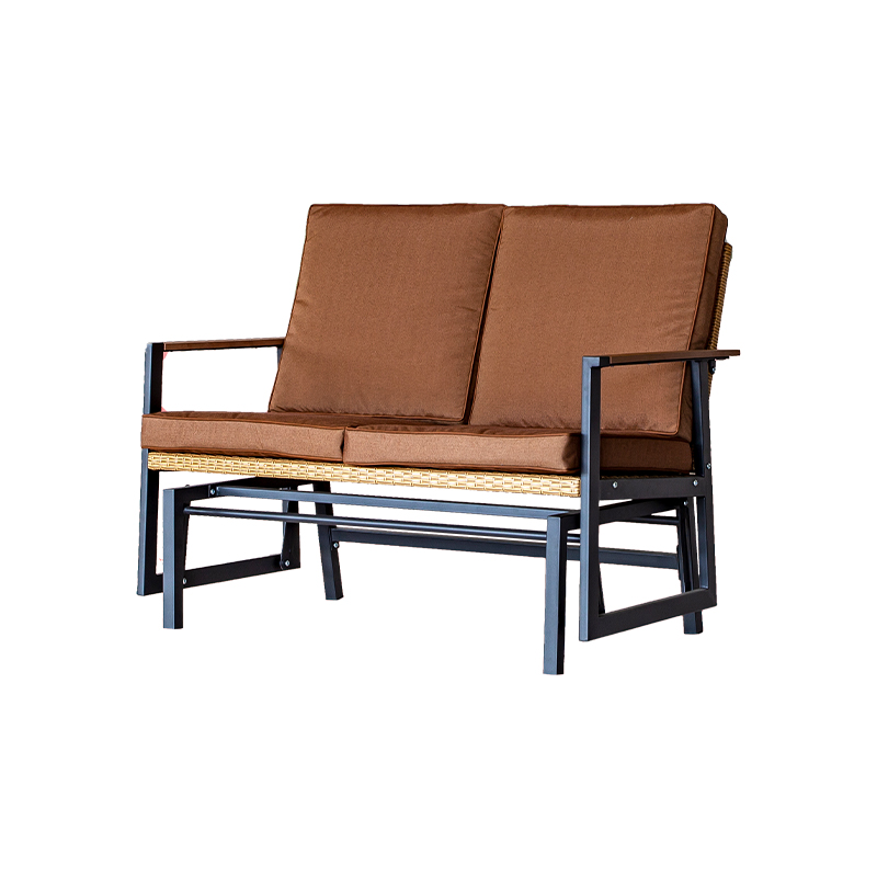 Rattan Seat With Cotton Pad Balcony Bench 2 Seat Swing Glider Chair