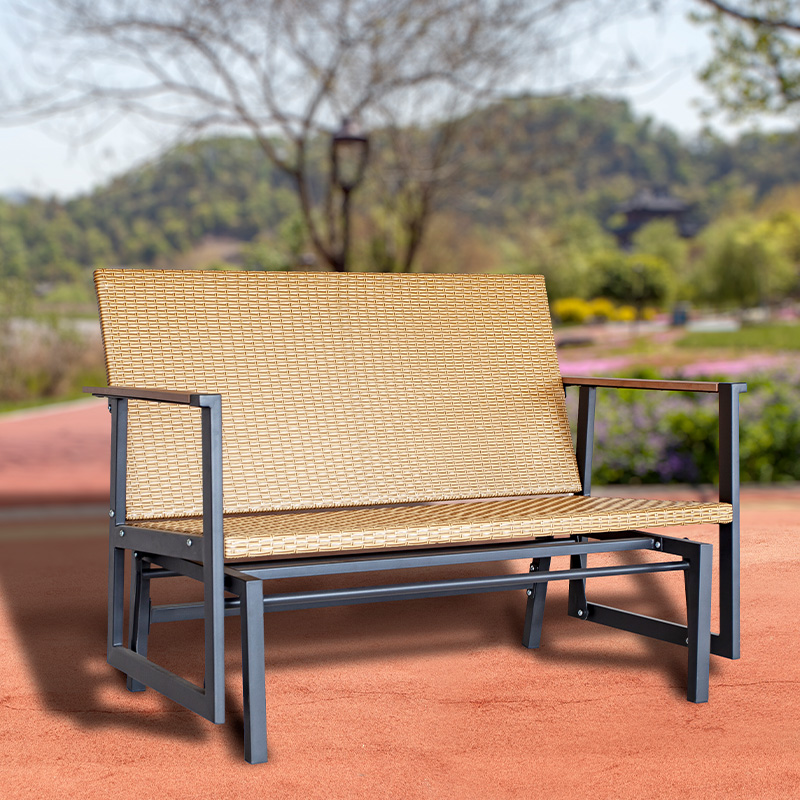 Rattan Seat With Cotton Pad Balcony Bench 2 Seat Swing Glider Chair