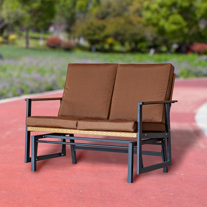 Rattan Seat With Cotton Pad Balcony Bench 2 Seat Swing Glider Chair