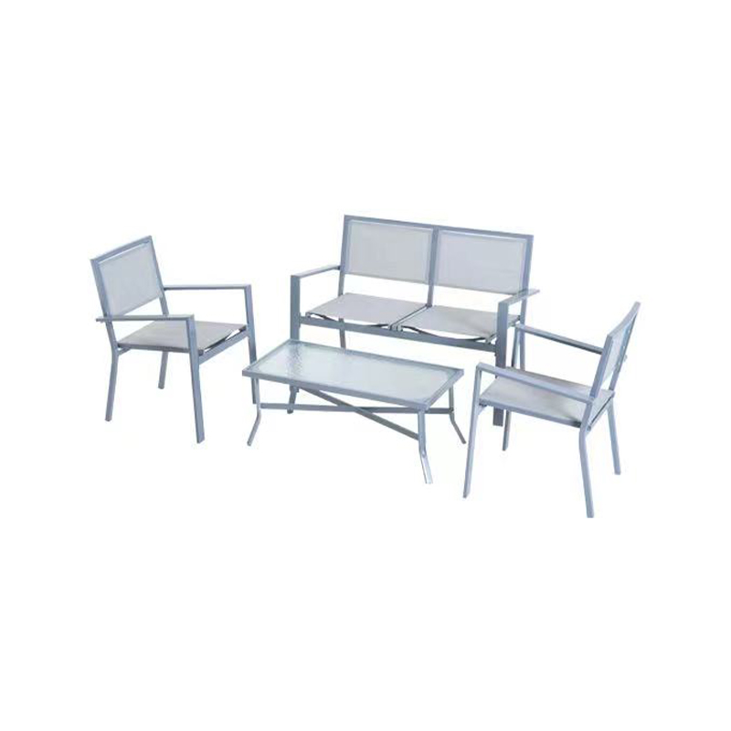Textilene Seat Back With Coffee Table 4 Pieces Iron Garden Table And Chairs