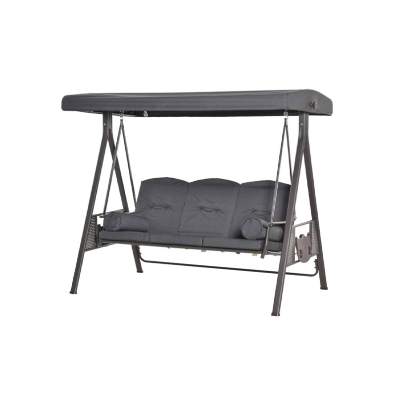 With Roll Pillow Canopy Iron Slatted Seat 3 Seat Porch Swing