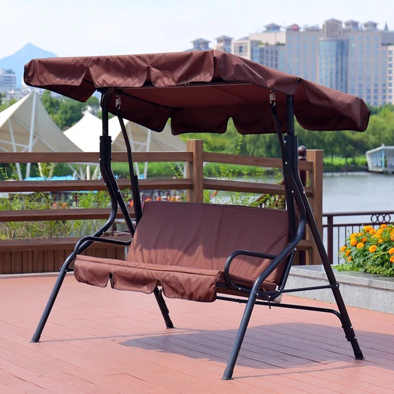 Oxford Cloth Seat With Non-slip Foot Mat 2 Seat Porch Swing Chair
