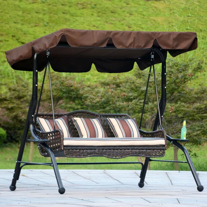 2 Seat Wicker Seat With Seat Armrest Outdoor Porch Swing Chair