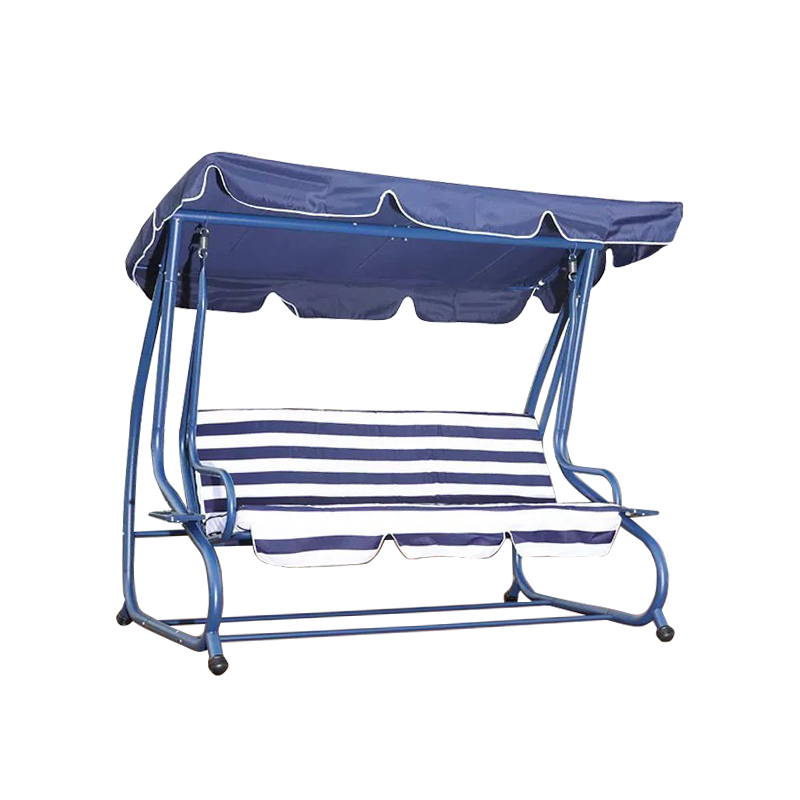 Oxford Cloth Seat Canopy Durable Iron Frame Outdoor Swing Recliner Bed