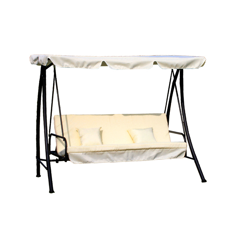 Oxford Cloth Seat With Pillows Sturdy Iron Frame Outdoor Swing Recliner Bed