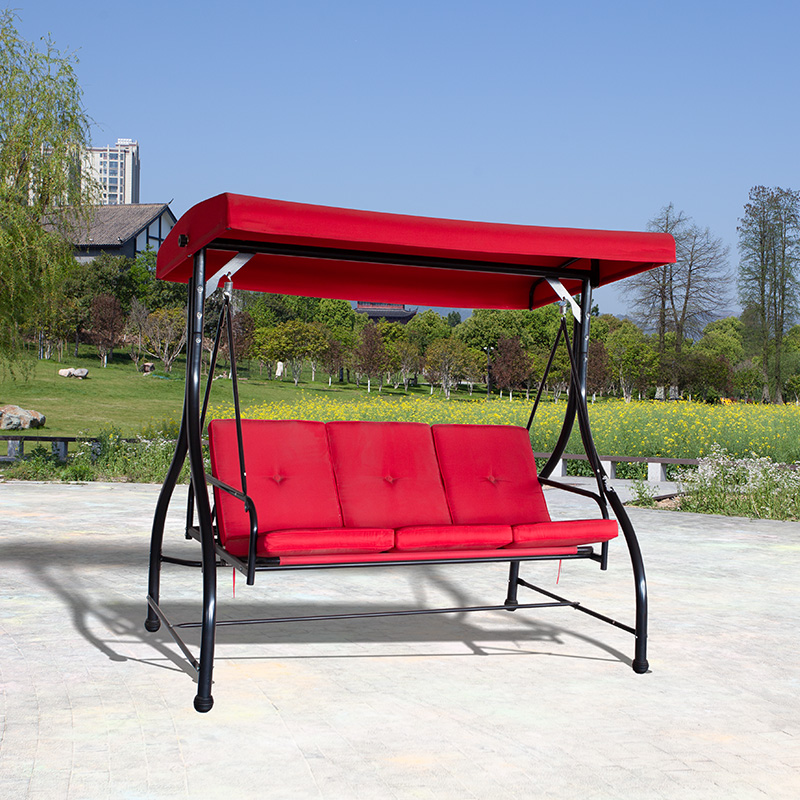 Oxford Cloth Seat With Cushion And Canopy Outdoor Swing Recliner Bed
