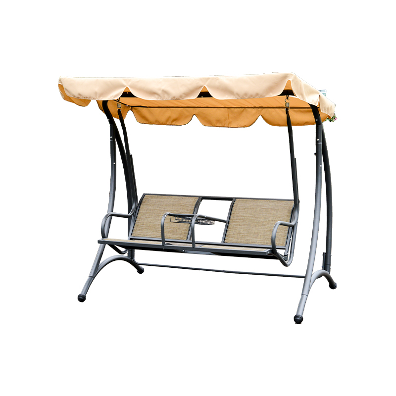Textilene Fabric Seat 2 People Porch Swing with Iron Tea Tray And Storage Basket