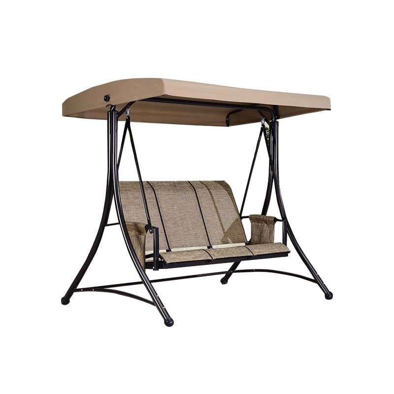 Textilene Seat With Side Pocket Storage 3 Seat Porch Swing Recliner