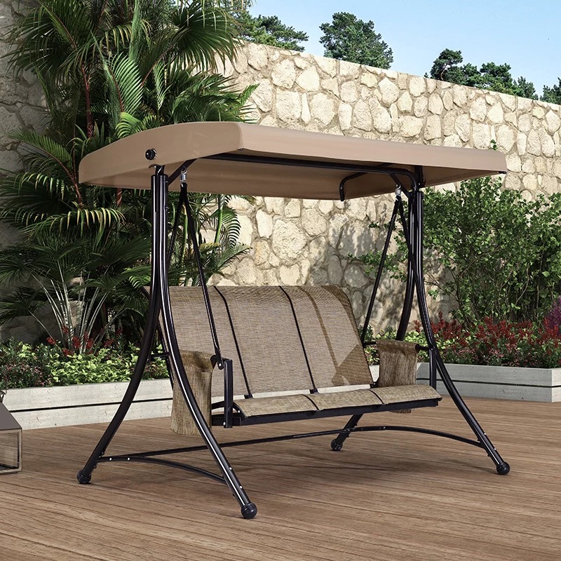 Teslin Seat 2 Seat Porch Swing Chair With Canopy And Side Pockets