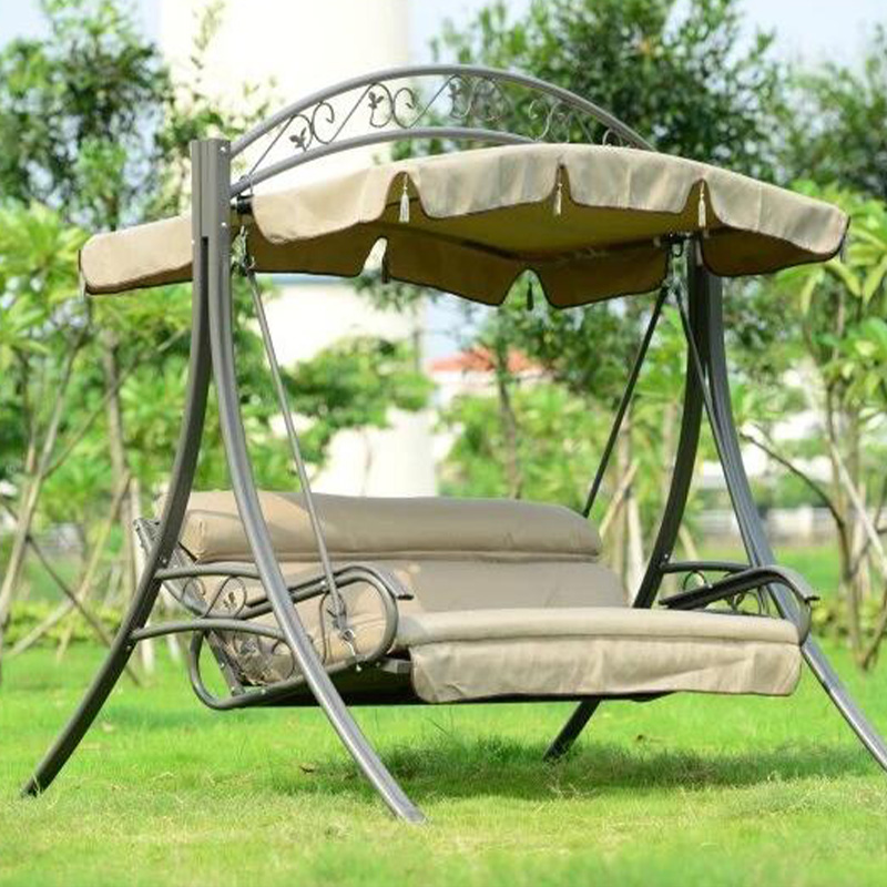 Iron Frame Textilene Seat Fabric 3 Seat Outdoor Porch Swing