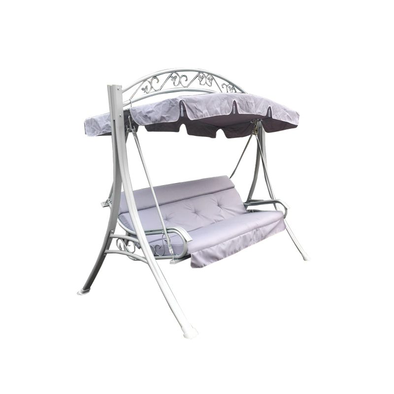 Porch Swing With Gray Vaulted Canopy 3 Seat Oxford Cloth Seat
