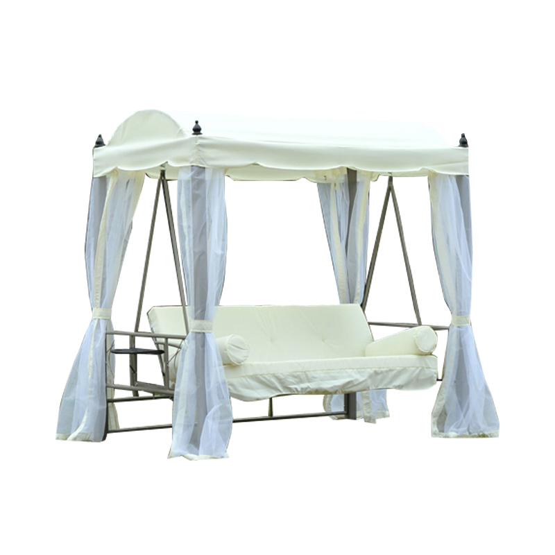 Iron Recliner Bed With Pillows And Folding Table Outdoor Gazebo Iron Recliner Bed