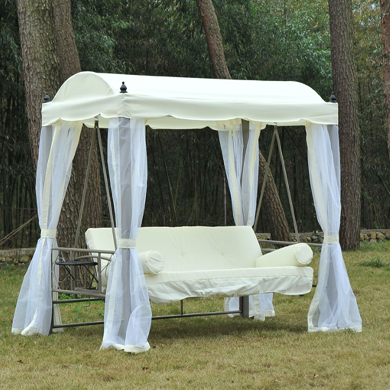 Iron Recliner Bed With Pillows And Folding Table Outdoor Gazebo Iron Recliner Bed