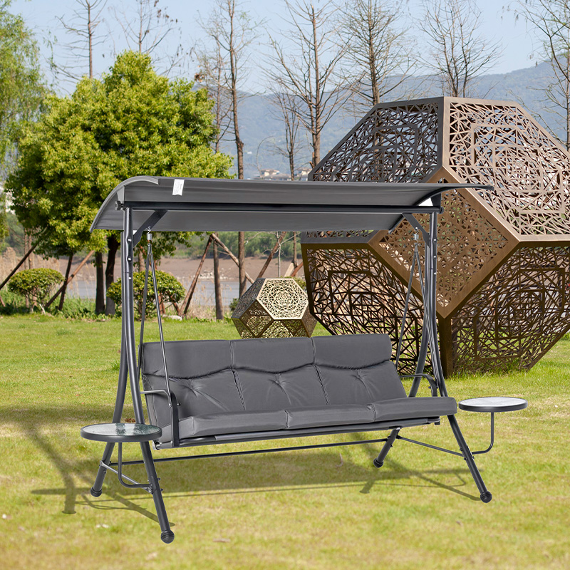 With Glass Table Oxford Cloth Seat Multifunctional 3 Seat Porch Swing