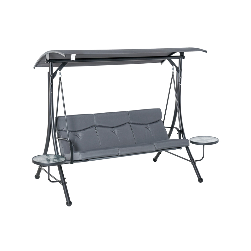 With Glass Table Oxford Cloth Seat Multifunctional 3 Seat Porch Swing