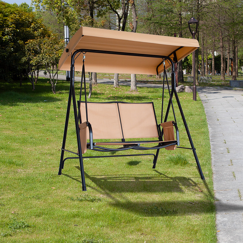 Easy Clean Textilene Seat Adjustable Canopy 2 Seat Porch Swing