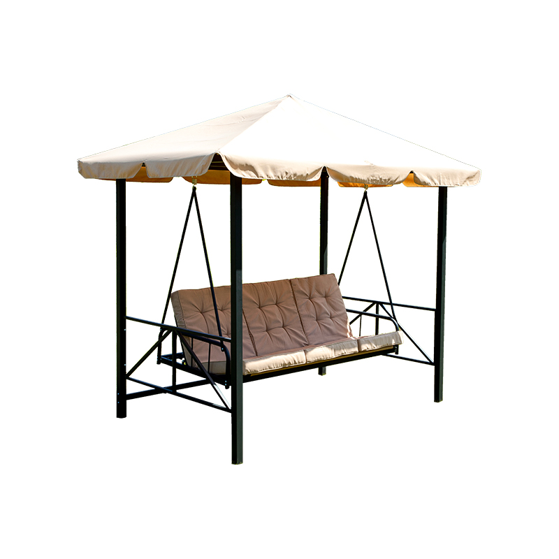 Durable Textilene Seat 2-in-1 Outdoor Gazebo Wrought Iron Recliner Bed