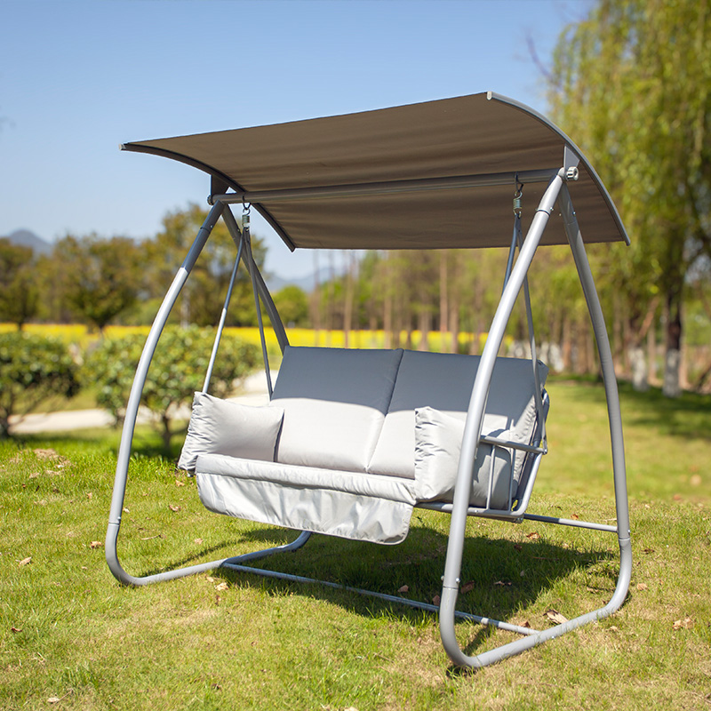 Textilene Seat Removable Seat Cushion Round Tube Coated Stand 2 Seat Porch Swing Chair