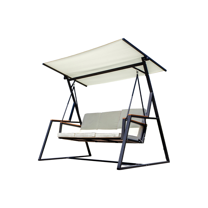Removable Cushion Canopy Textilene Seat Square Tube Stand 3 Seat Porch Swing