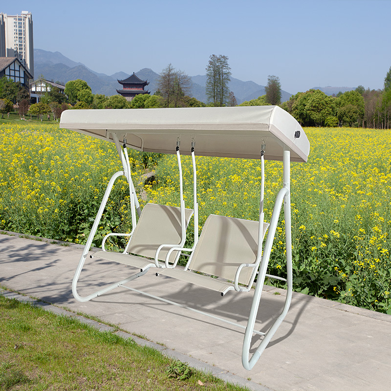 Textilene Seat Panel Round Tube Stand 2 Seat Outdoor Porch Swing