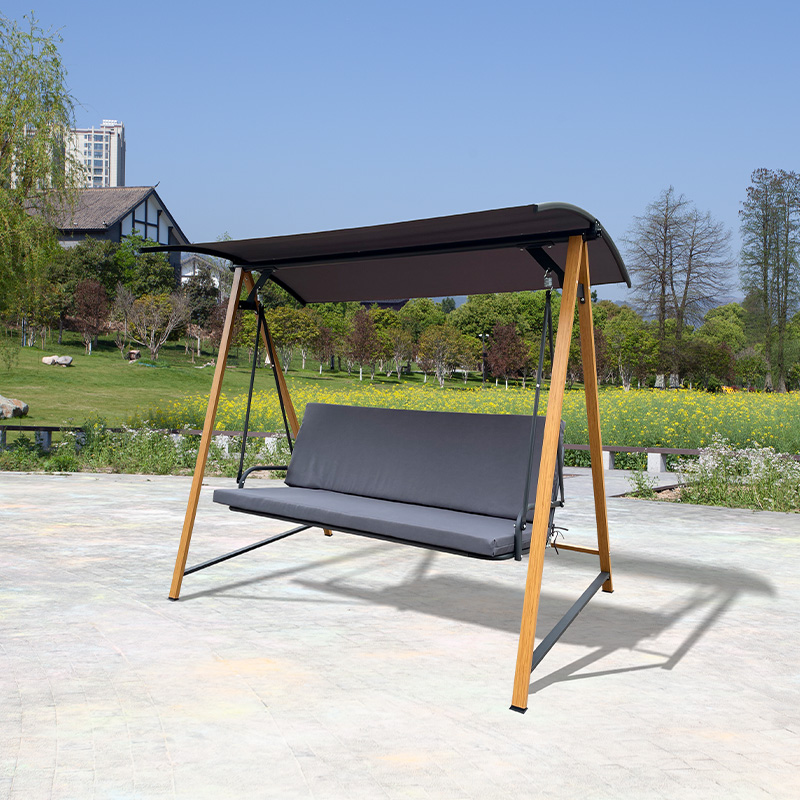 Oxford Cloth Seat With Glass Table With Cushion 3 Seat Porch Swing