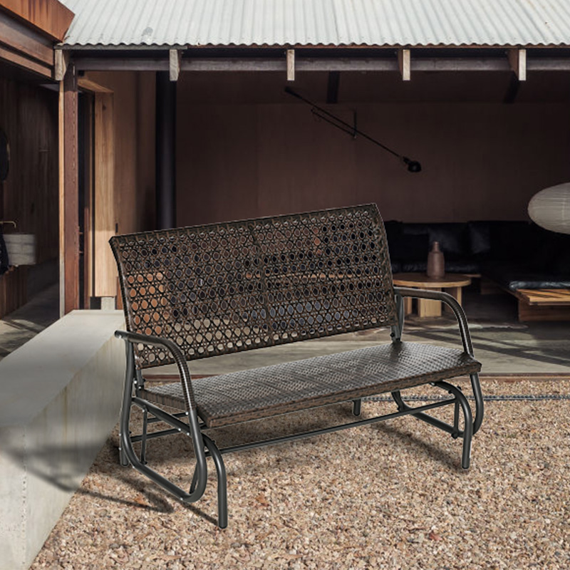 Non-Slip Durable Rattan Seat 2 Seat Leisure Swing Glider Chair
