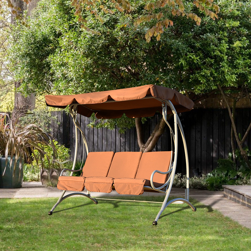 Oxford Cloth Seat With Cushion 3 Seat Iron Porch Swing